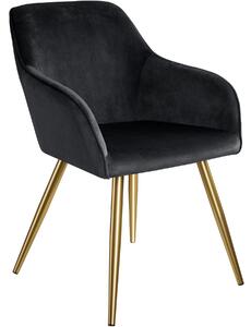 Tectake 403654 chair marilyn with armrests and gold legs - black/gold