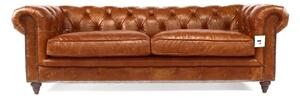 Vintage 3 Seater Sofa Chesterfield Distressed Tan Real Leather