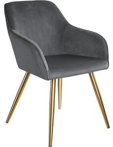 Tectake 403653 chair marilyn with armrests and gold legs - dark gray/gold