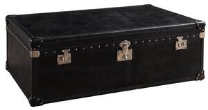 Vintage Storage Trunk In Antique Black Leather