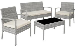 Tectake 403706 rattan garden furniture set sparta 3+1 - light grey