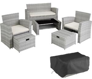 403718 rattan garden furniture set modena - light grey