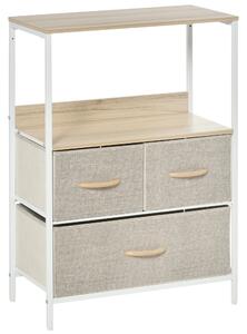 HOMCOM Chest of Drawers Bedroom Unit Storage Cabinet with 3 Fabric Bins for Living Room, Bedroom and Entryway, White
