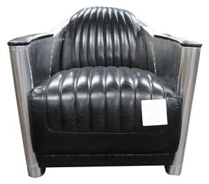 Aviator Vintage Rocket Tub Chair Distressed Black Real Leather