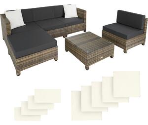 Tectake 403743 rattan garden furniture set with aluminium frame - nature