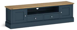 Bude 180cm Extra Large TV Stand with Oak Top for Living Room | Blue Green Charcoal Grey Ivory | Roseland Furniture