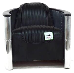 Vintage Aviator Pilot Distressed Black Real Leather Chair