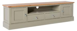 Bude 180cm Extra Large TV Stand with Oak Top for Living Room | Blue Green Charcoal Grey Ivory | Roseland Furniture