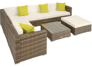 Tectake 403755 rattan garden furniture lounge marbella - nature