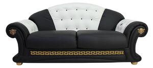 Versace 3 Seater Genuine Italian Black White Leather Sofa Settee