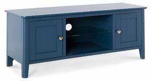 Stirling Blue Large TV Stand, 120cm Solid Wood Media Cabinet | Roseland Furniture