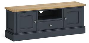 Bude 135cm Large TV Stand with Oak Top for Living Room | Blue Green Grey Charcoal Ivory | Roseland Furniture