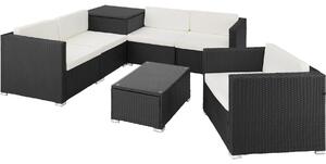 403828 rattan garden furniture lounge pisa - black