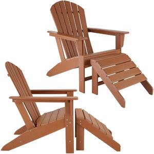 Tectake 403807 set of 2 garden chair janis with footstool joplin - brown