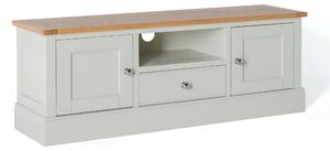 Bude 135cm Large TV Stand with Oak Top for Living Room | Blue Green Grey Charcoal Ivory | Roseland Furniture