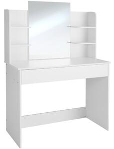 403850 dressing table camille with mirror, drawer and storage shelves - white