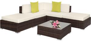 403831 rattan garden furniture set paris - mixed brown