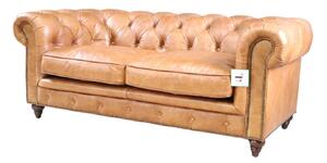 Earle Chesterfield 2 Seater Sofa Nappa Caramel Tan Brown Real Leather
