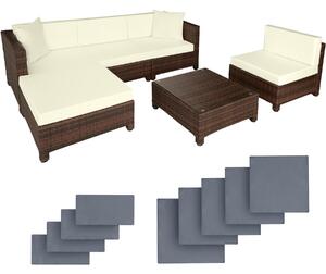 403834 rattan garden furniture set with aluminium frame - black/brown