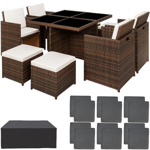 Tectake 403845 rattan garden furniture set manhattan with protective cover - black/brown