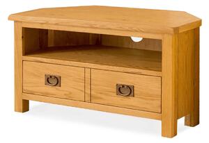 Lanner Waxed Oak Corner TV Stand With Drawer, For Screens Up To 46"