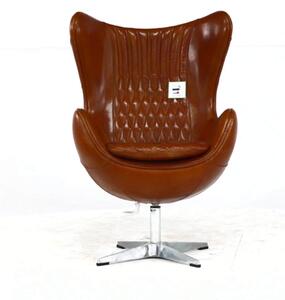 Aviator Retro Armchair Swivel Egg Vintage Tan Distressed Real Leather In Stock