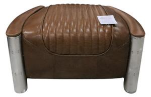 Aviator Vintage Footstool Pouffe Distressed Tan Real Leather
