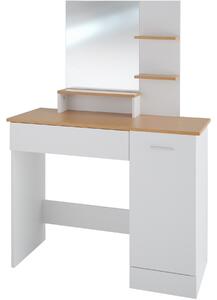 403851 dressing table zoe with drawer, cupboard and storage shelves - white
