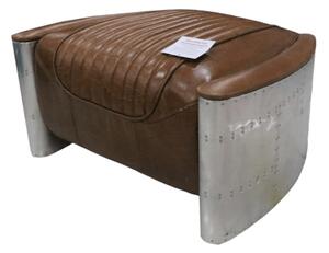 Aviator Vintage Footstool Pouffe Distressed Tan Real Leather