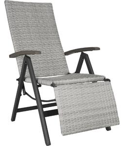 Tectake 403860 reclining garden chair with footrest - light grey