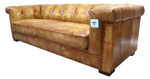 Somerset Chesterfield 3 Seater Sofa Settee Vintage Retro Wash Tan Real Leather