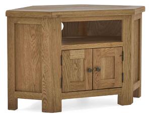 Zelah Oak Corner TV Stand with Cupboard | Roseland Furniture