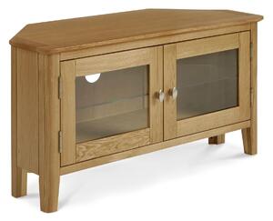 Oak Corner TV Unit Lightly Lacquered | Roseland Furniture