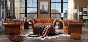 Chelsea Original Chesterfield Settee Sofa Suite Vintage Distressed Real Leather