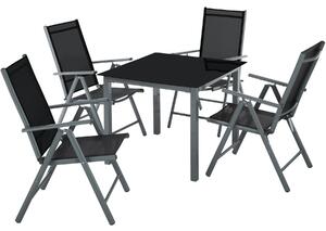 Tectake 403905 garden table and chairs furniture set 4+1 - dark grey
