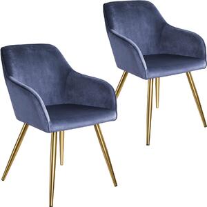 Tectake 403994 2 marilyn velvet-look chairs gold - blue/gold