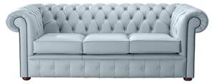 Chesterfield 3 Seater Shelly Parlour Blue Leather Sofa Bespoke In Classic Style