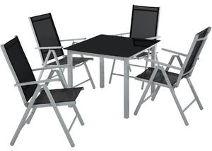 Tectake 403906 garden table and chairs furniture set 4+1 - silver/gray