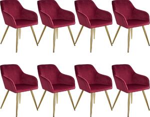 404001 8 marilyn velvet-look chairs gold - bordeaux/gold