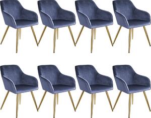 Tectake 403997 8 marilyn velvet-look chairs gold - blue/gold