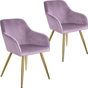 Tectake 404006 2 marilyn velvet-look chairs gold - lilac/gold