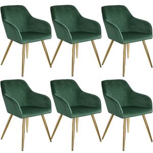 Tectake 404004 6 marilyn velvet-look chairs gold - dark green/gold