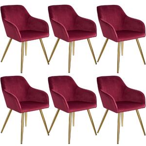 Tectake 404000 6 marilyn velvet-look chairs gold - bordeaux/gold