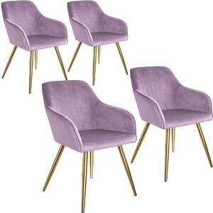 Tectake 404007 4 marilyn velvet-look chairs gold - lilac/gold