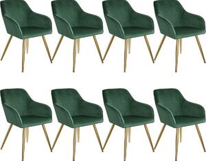 Tectake 404005 8 marilyn velvet-look chairs gold - dark green/gold