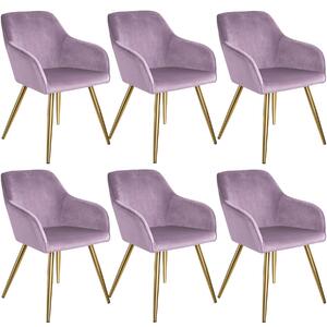 404008 6 marilyn velvet-look chairs gold - lilac/gold