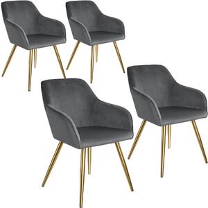 Tectake 404011 4 marilyn velvet-look chairs gold - dark gray/gold