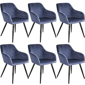 404024 6 marilyn velvet-look chairs - blue/black