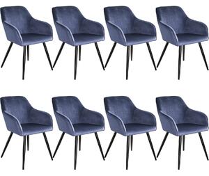 Tectake 404025 8 marilyn velvet-look chairs - blue/black