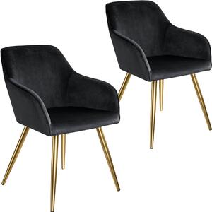 Tectake 404014 2 marilyn velvet-look chairs gold - black/gold